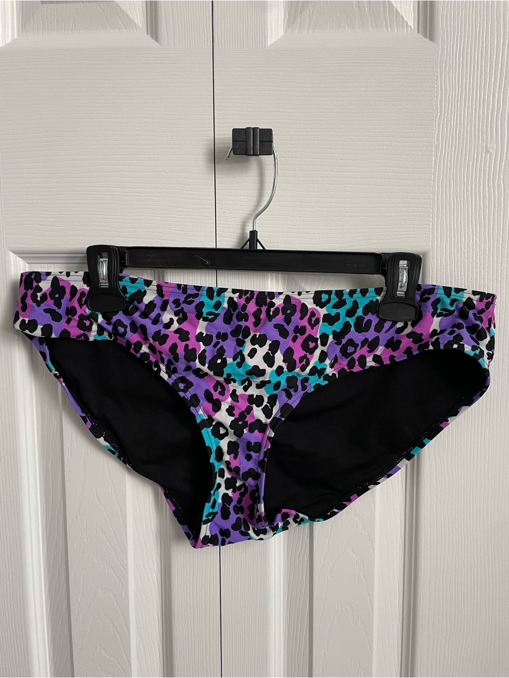 Fruit of the Loom Purple, Teal & Black Leopard Print Bikini Bottoms